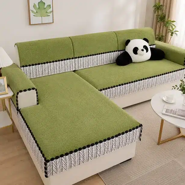 Elegant Sofa Cover Set with Decorative Pattern Design